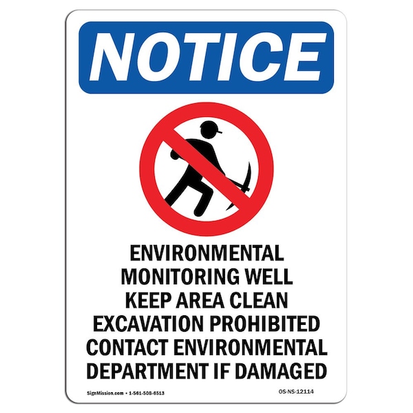 Signmission Safety Sign, OSHA Notice, 10" Height, Aluminum, Environmental Monitoring Sign With Symbol, Portrait OS-NS-A-710-V-12114 - main